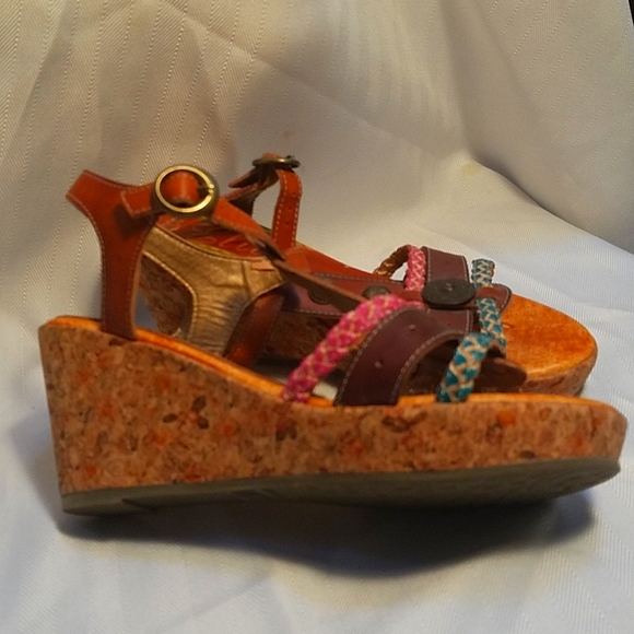 Elite sandals by Corkys Spring Summer leather Hand painted women's 7 - Picture 13 of 14